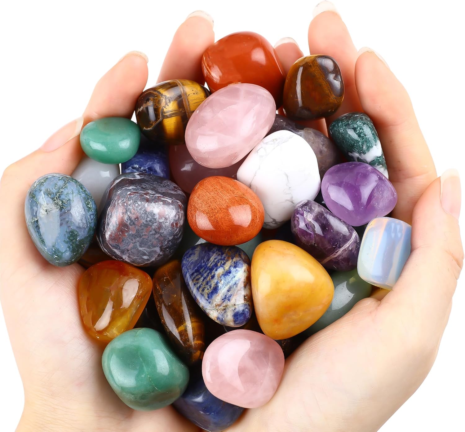 0.62lb Natural Gemstones Crystal Bulk Tumbled Polished Stones Irregular Amethyst Stones Rocks Chakra Colorful Crystal Vase Filler Decor Energy Reiki Beginner Birthday Gifts 0.78 to 0.98 in