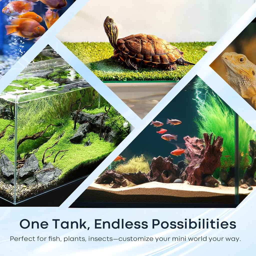 10 Gallon Glass Fish Tank, Aquarium Fish Bowl Cube for Betta Goldfish Snails Shrimp Aquatic Planting, Easy to Maintain Ultra Clear Rimless Low Iron