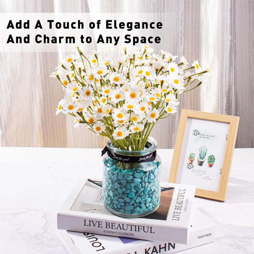 0.5 Lb/230g Blue Howlite Turquoise Crushed Stone Crystal Chips Bulk, Aquarium Gravel Rocks Polished Tumbled Stones Marble for Vases Filler, Garden and Fish Tank Decoration - 7-9mm