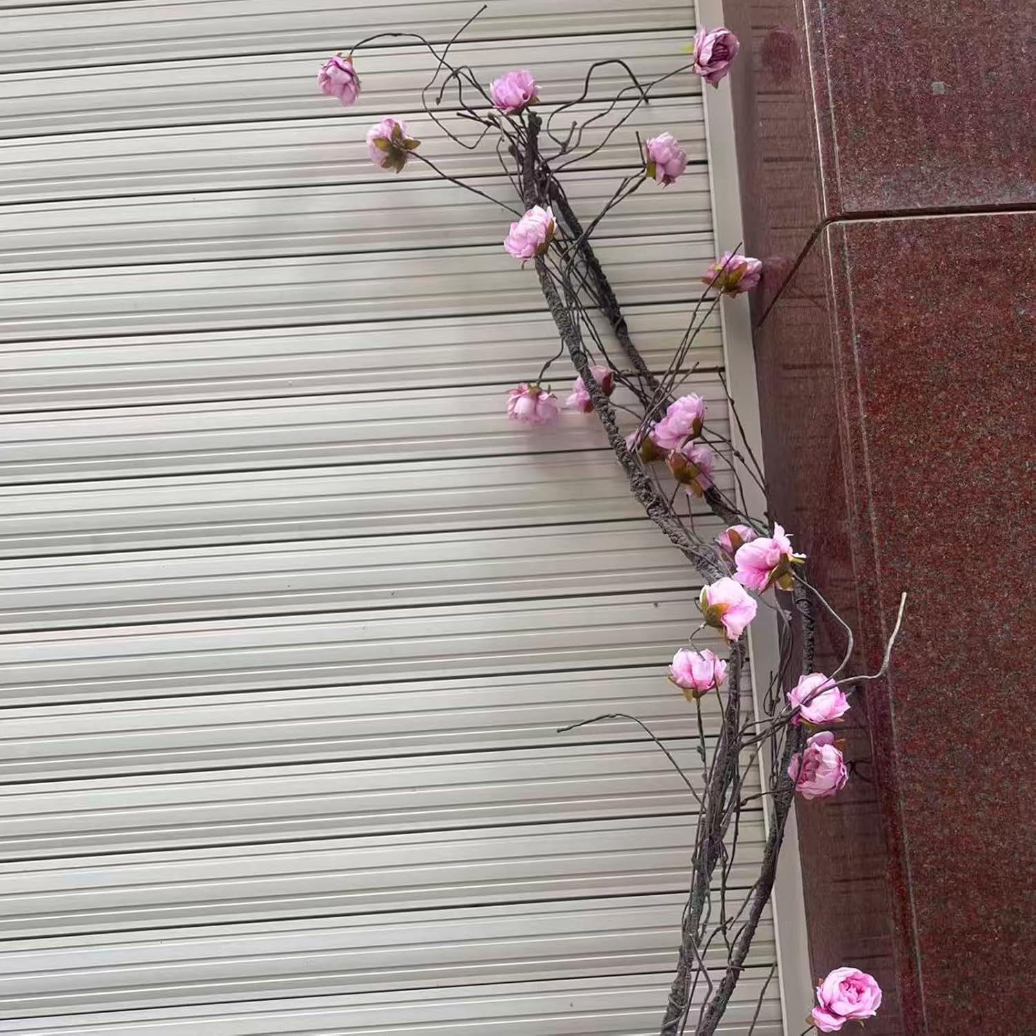 (2pcs) Flexible 118 inch Large Flexible Artificial Tree Fall Vines Twine Wood Branches with Peony Flowers Garland Twig Reptile Climbing Fake Plants for Wedding Arch Christmas Wall Door Hanging