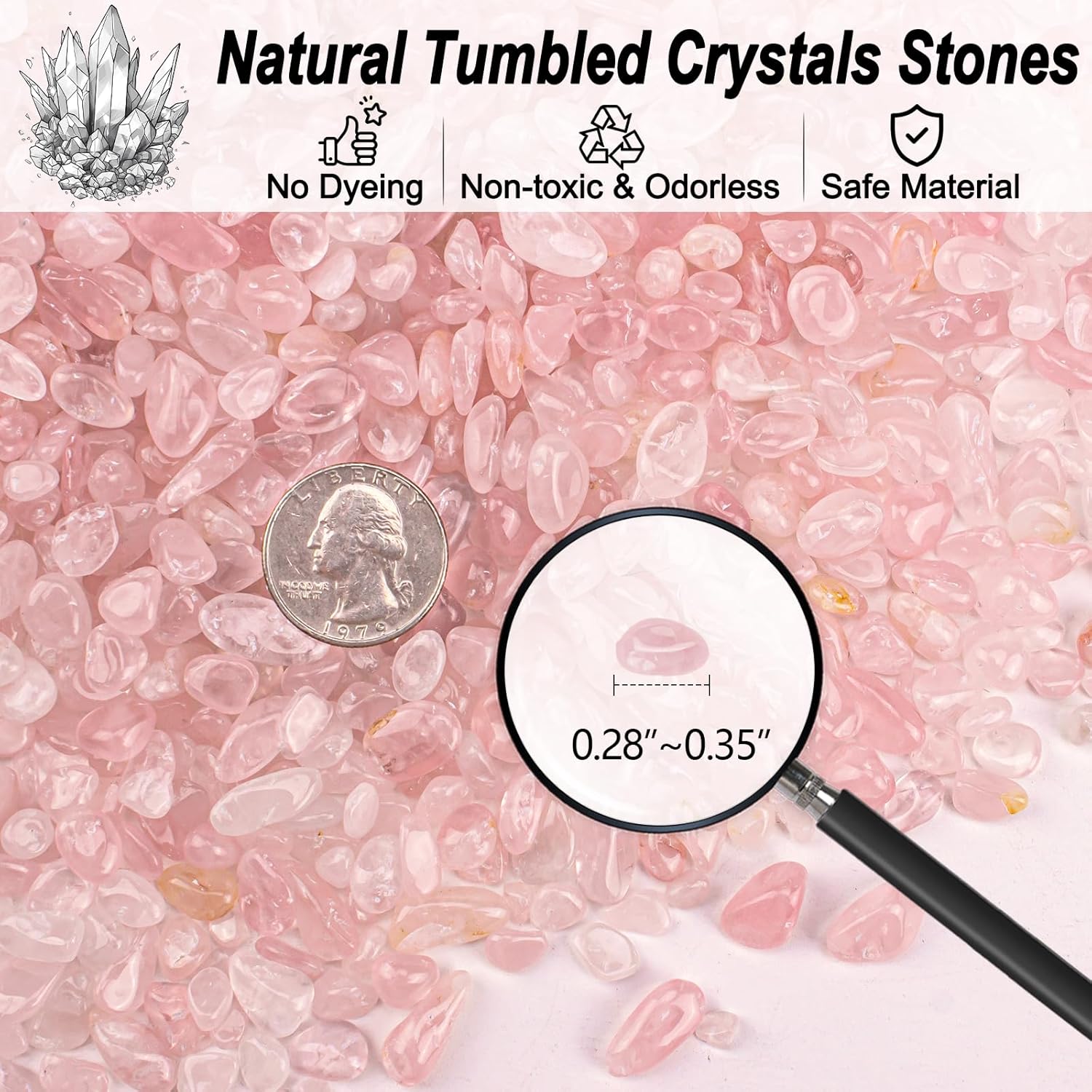 0.88 Lb Rose Quartz Crushed Stones Crystal Chips Bulk, Natural Gemstones Healing Reiki Crystals Mini Quartz Pebbles Irregular Shaped Decorative Vase Fillers Aquarium Gravel Rocks
