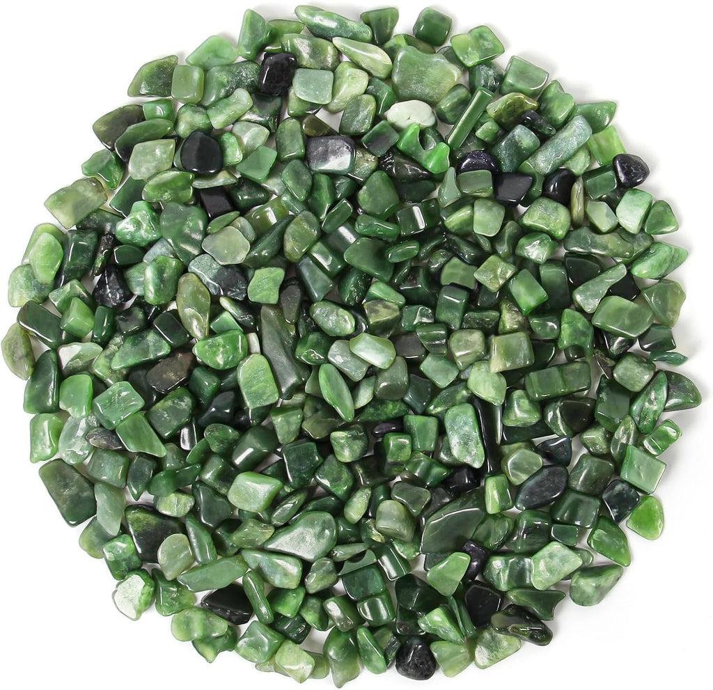 1.1lb Natural Green Jasper Crystal Chips-Healing Crystals Tumbled Chips, Green Jasper Crushed Crystal Gemstones for Crafts, Beautiful Package for Gift