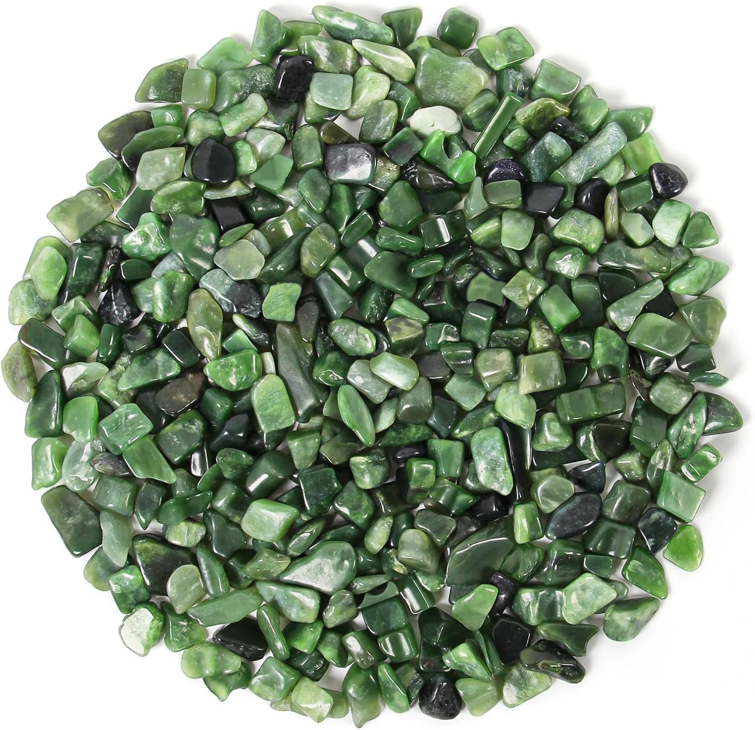1.1lb Natural Green Jasper Crystal Chips-Healing Crystals Tumbled Chips, Green Jasper Crushed Crystal Gemstones for Crafts, Beautiful Package for Gift