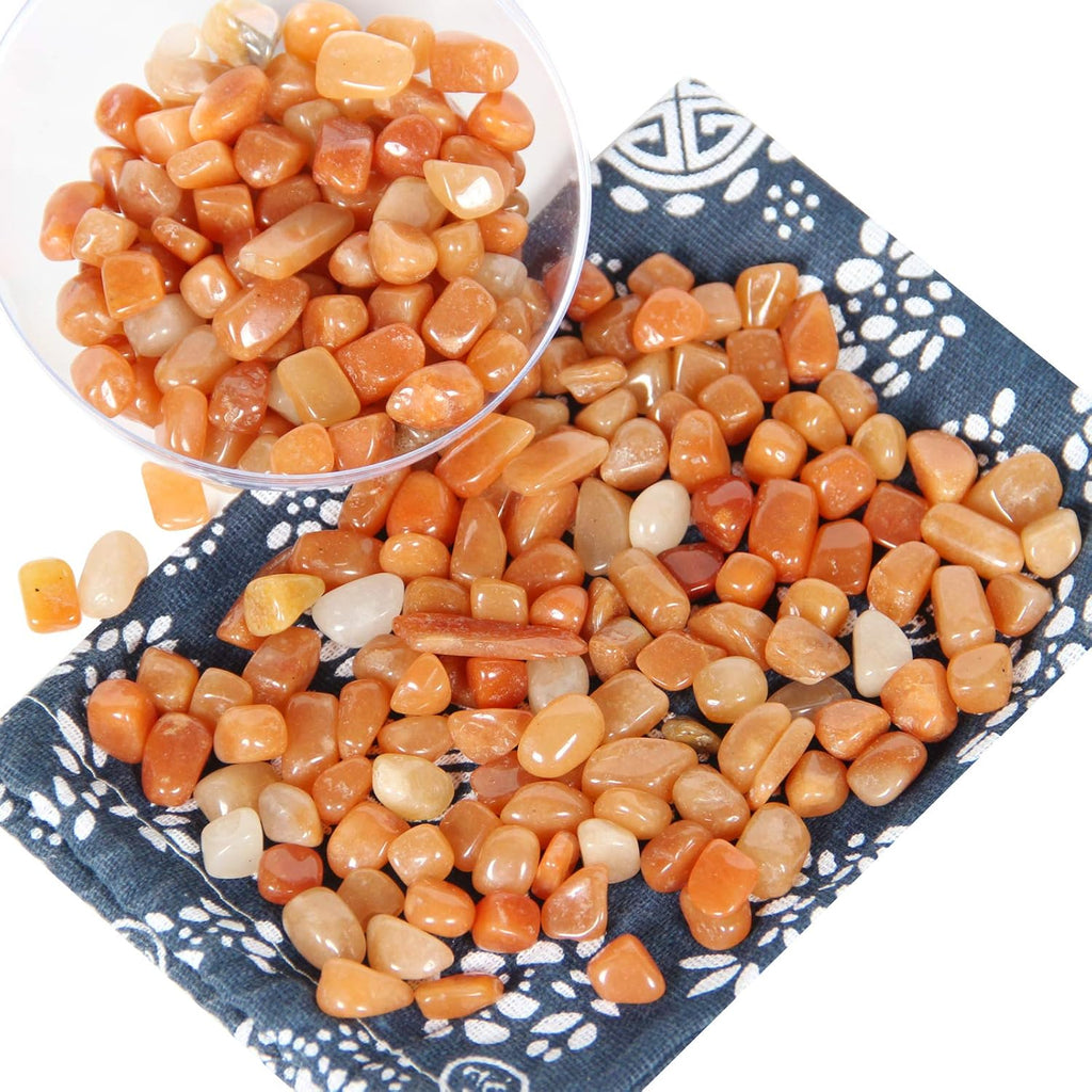 1.1lb Natural Red Aventurine Crystal Chips-Healing Crystals Tumbled Chips, Crushed Red Aventurine Crystal Gemstones for Crafts, Beautiful Package for Gift (Red Aventurine)