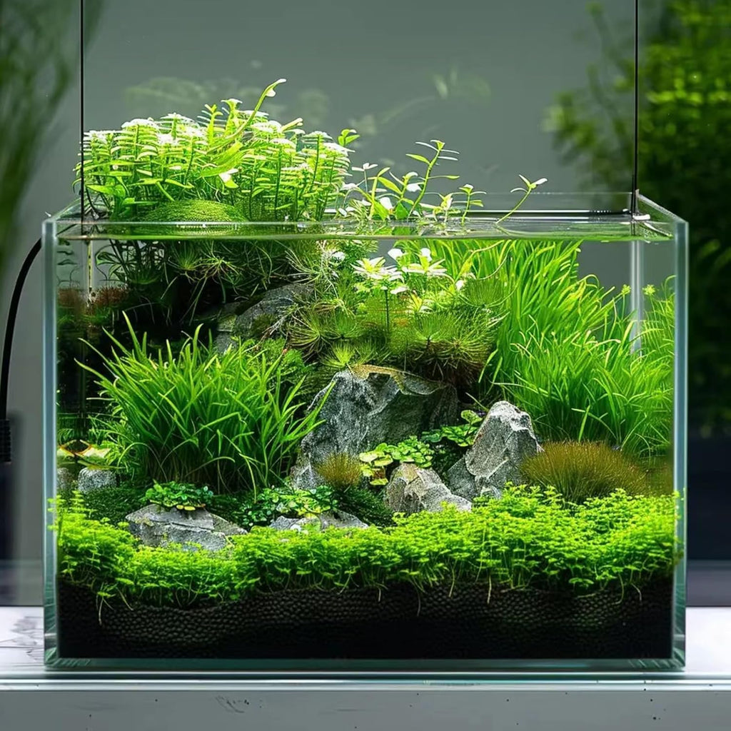 10 Gallon Glass Fish Tank, Easy to Maintain Small Aquarium for Betta/Goldfish/Snails/Shrimp and Aquatic Planting.