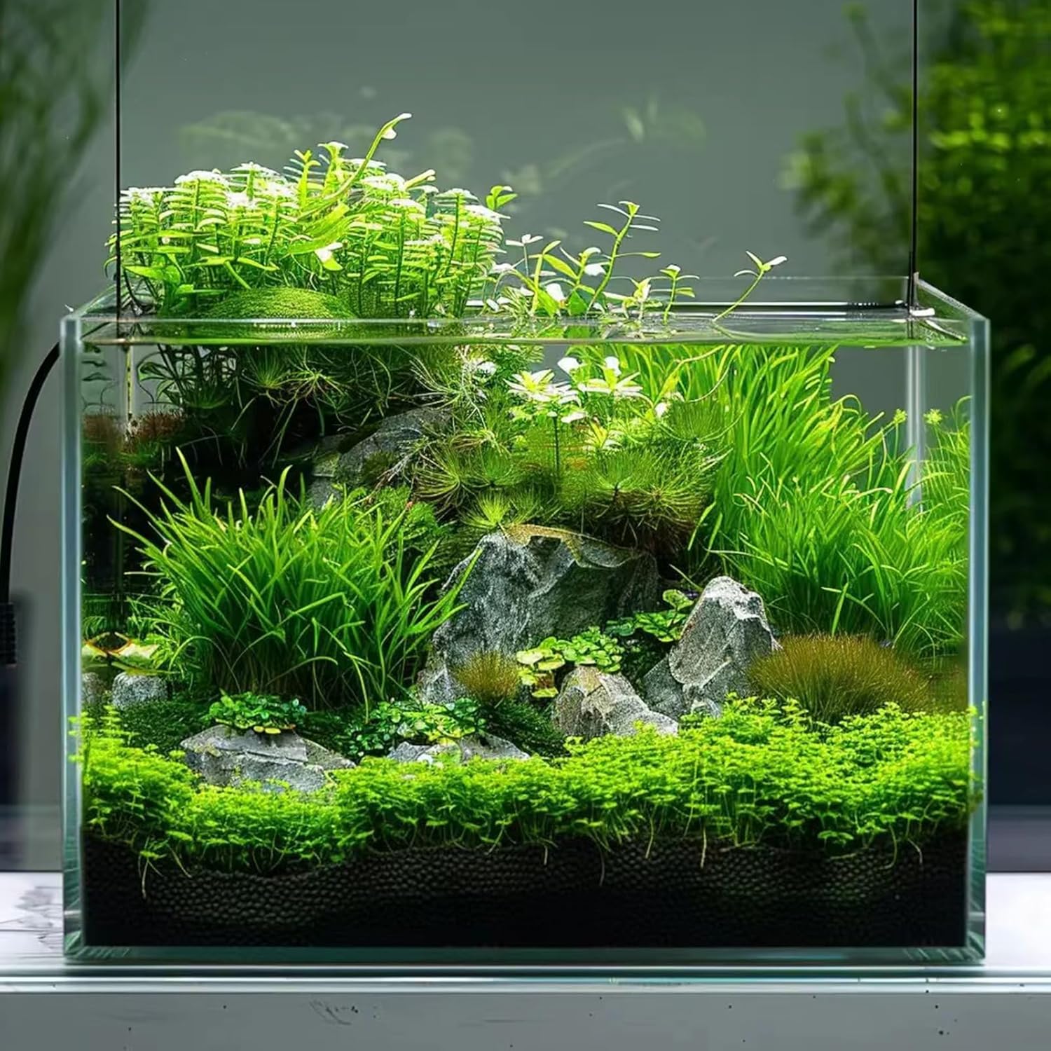 10 Gallon Glass Fish Tank, Easy to Maintain Small Aquarium for Betta/Goldfish/Snails/Shrimp and Aquatic Planting.