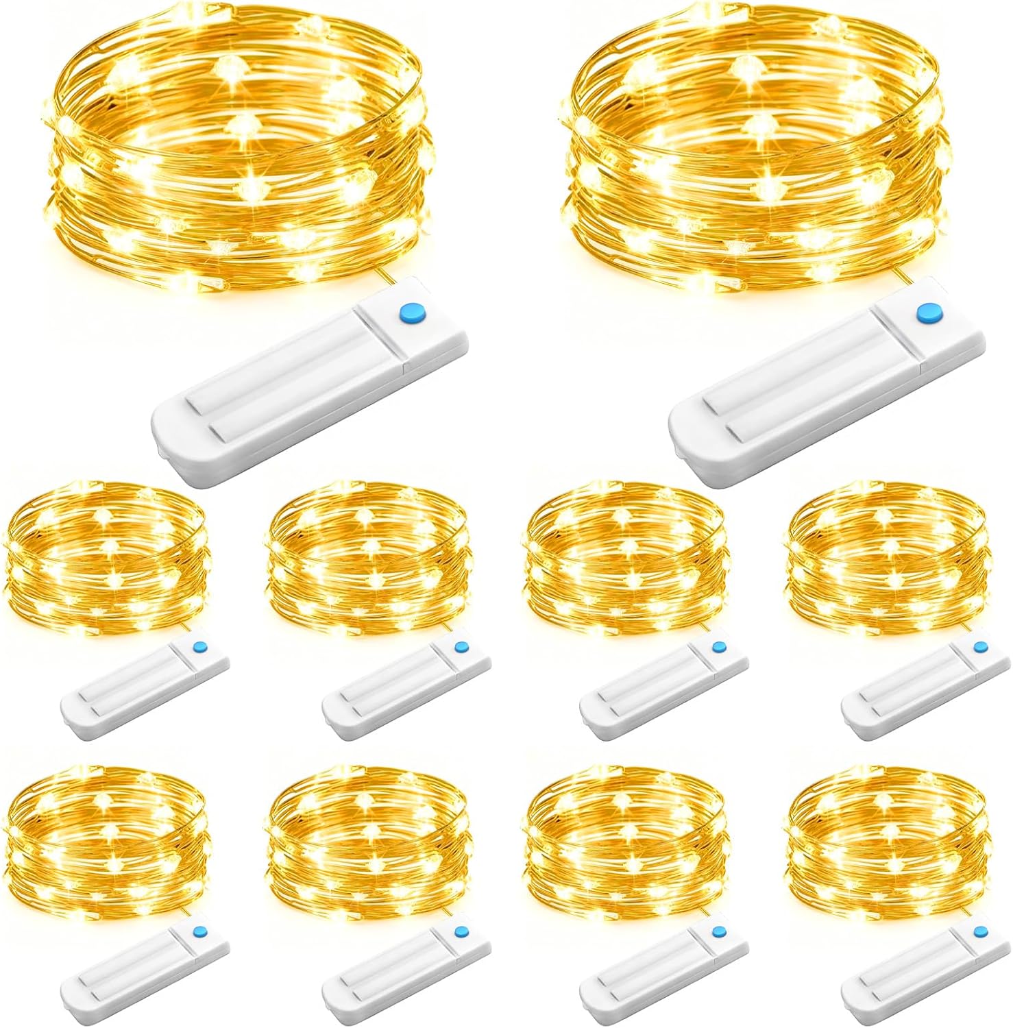 10 Pack Fairy Lights Battery Operated with Timer, 10 Ft 30 LED String Lights Indoor Outdoor, 8 Modes Waterproof Twinkle Lights for Bedroom DIY Crafts Home Party Wedding Christmas Decor, Warm White