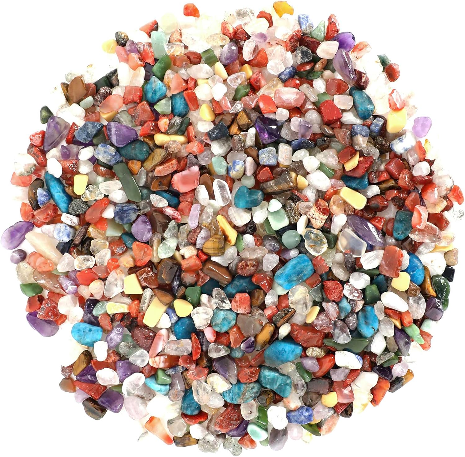 1.1lb Natural Mixed Crystal Chips Stones- Crushed Healing Crystal Gemstones for Witchcraft, Decorative Rocks for Aquarium Fish Tank, Vase Filler, DIY Crafts, Beautiful Package for Gift.