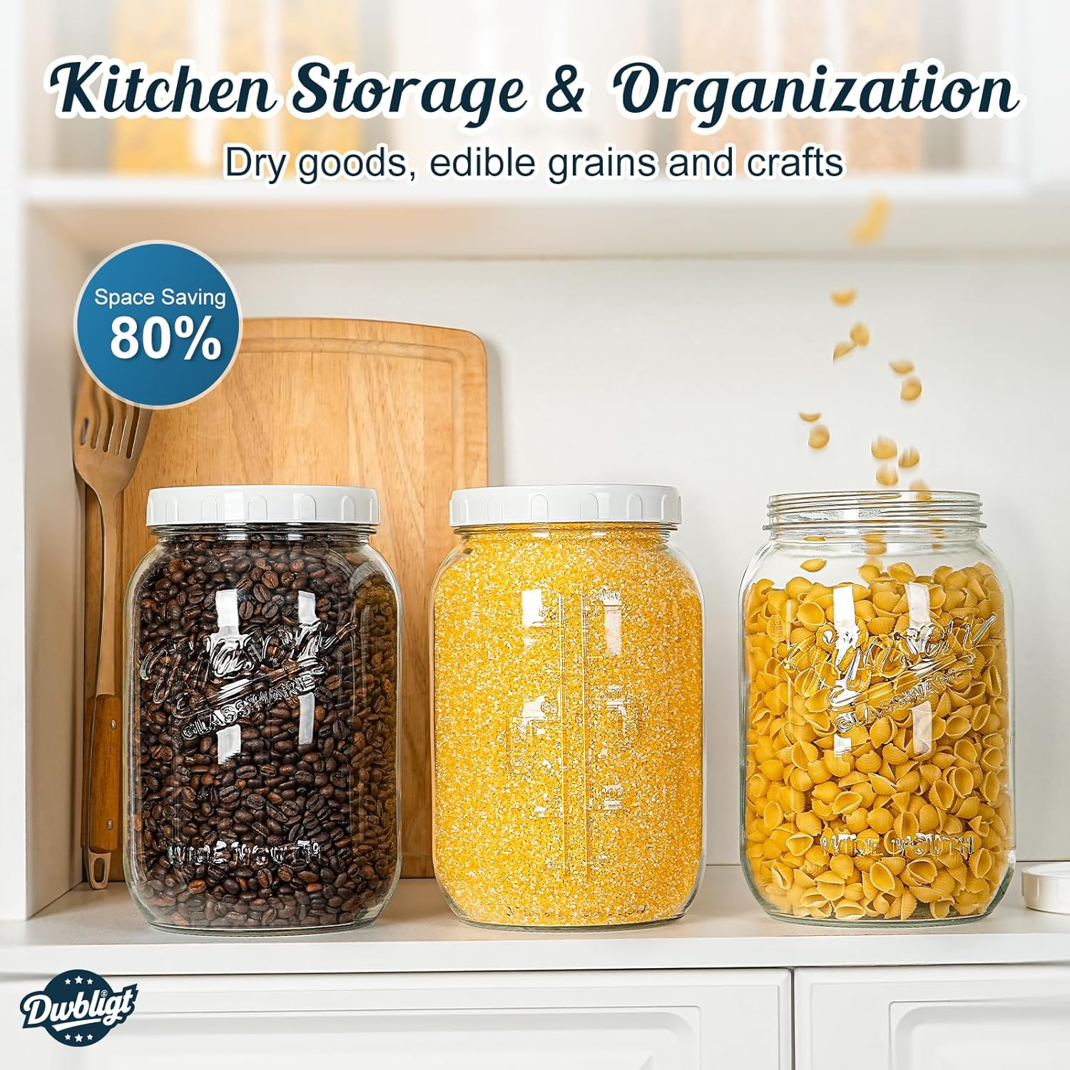 1 Gallon Glass Jar with Airtight Lid, Large Mason Jar Wide Mouth for Flour Sugar Food Storage Containers with Scale Mark(1 PCS), Canning Jars for Sun Tea, Kombucha, Cookie, Pickle, Fermenting