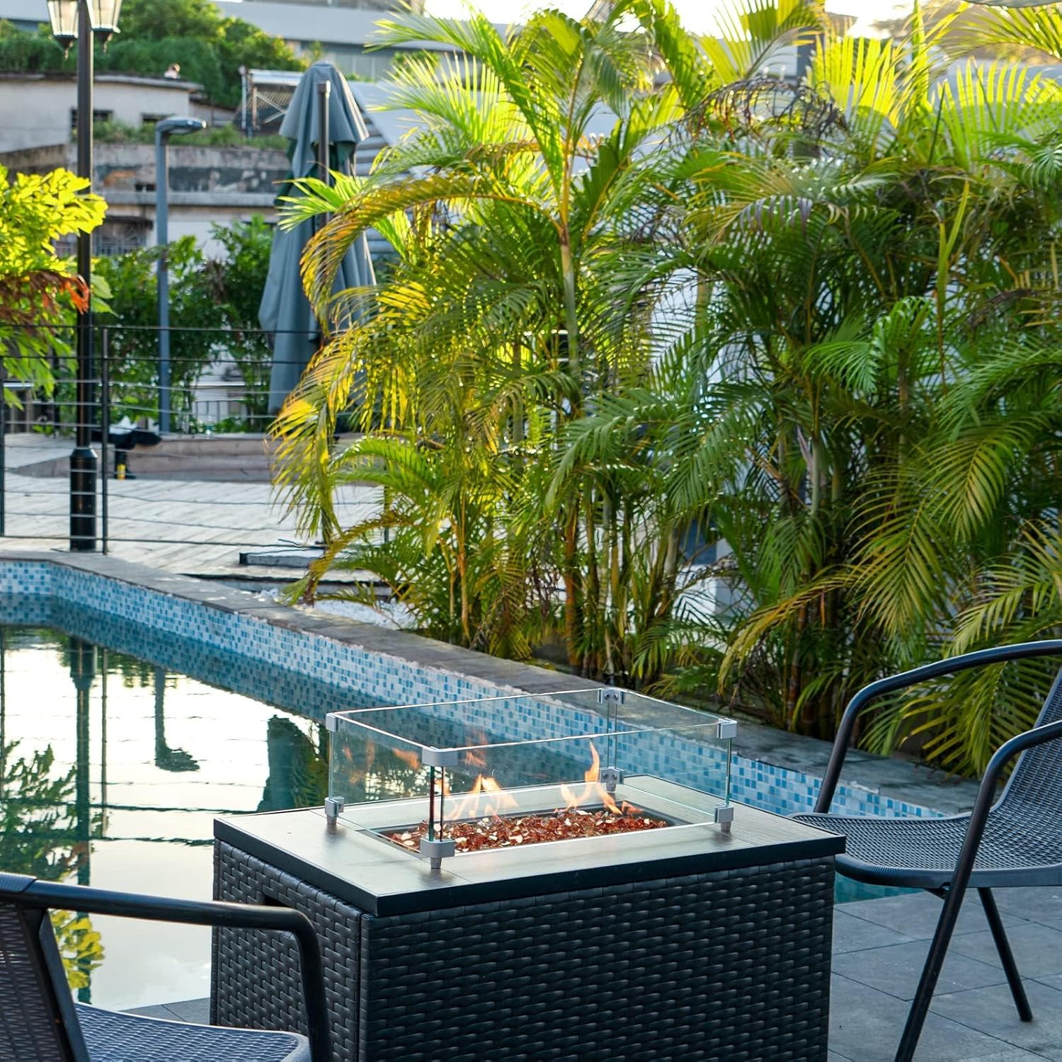 10 lbs Fire Glass for Propane Fire Pit, 1/2 Inch Fire Pit Glass Rocks for Gas Fireplace, Reflective Glass Rocks for Fire Pit Table, Copper