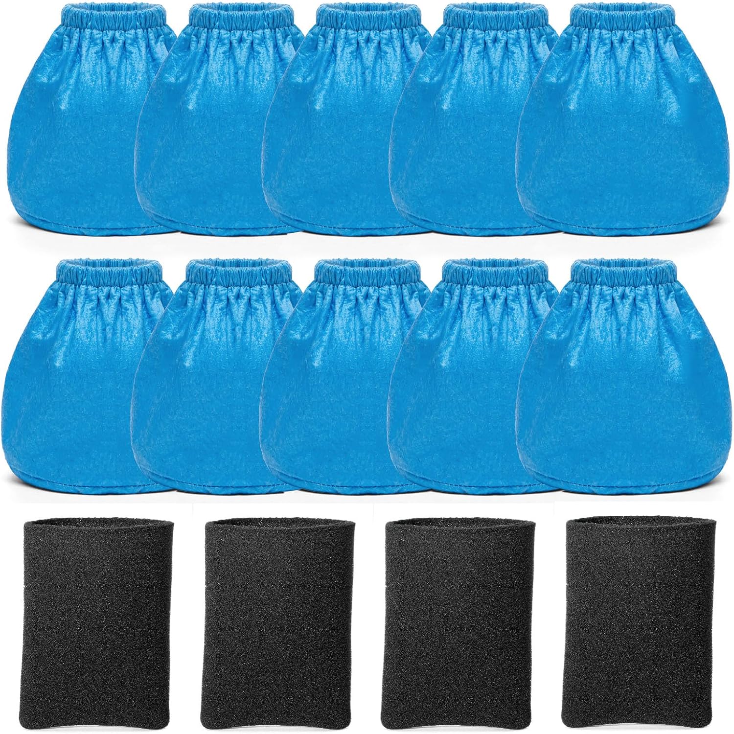 10 Pack VRC2 Cloth Filters + 4 Pack VFF21 Foam Filter Kit Compatible with Vacmaster 1.5 to 3.2 Gallon Wet/Dry Vacuums, Also Fit for Armor All 2.5 Gallon Shop Vacuums AA155 AA256 AA255