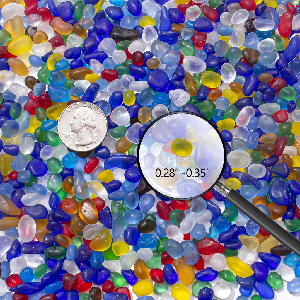 0.9 Lb Rainbow Fish Tank Rocks Gravel for Aquarium, Frosted Sea Glass Stones Pebbles Betta Fish Tank Beads Glass Gemstones for Vase Fillers, DIY Crafts, Home Decor