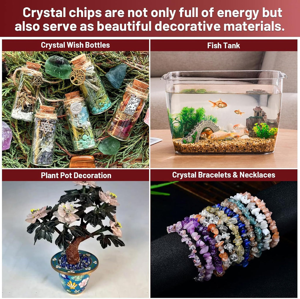 1.1lb Natural Crushed Red Strawberry Quartz Crystal Tumbled Chips-Healing Crystals Chips Bulk, Crushed Crystal Gemstones for Crafts, Beautiful Package for Gift(Red Strawberry Quartz)