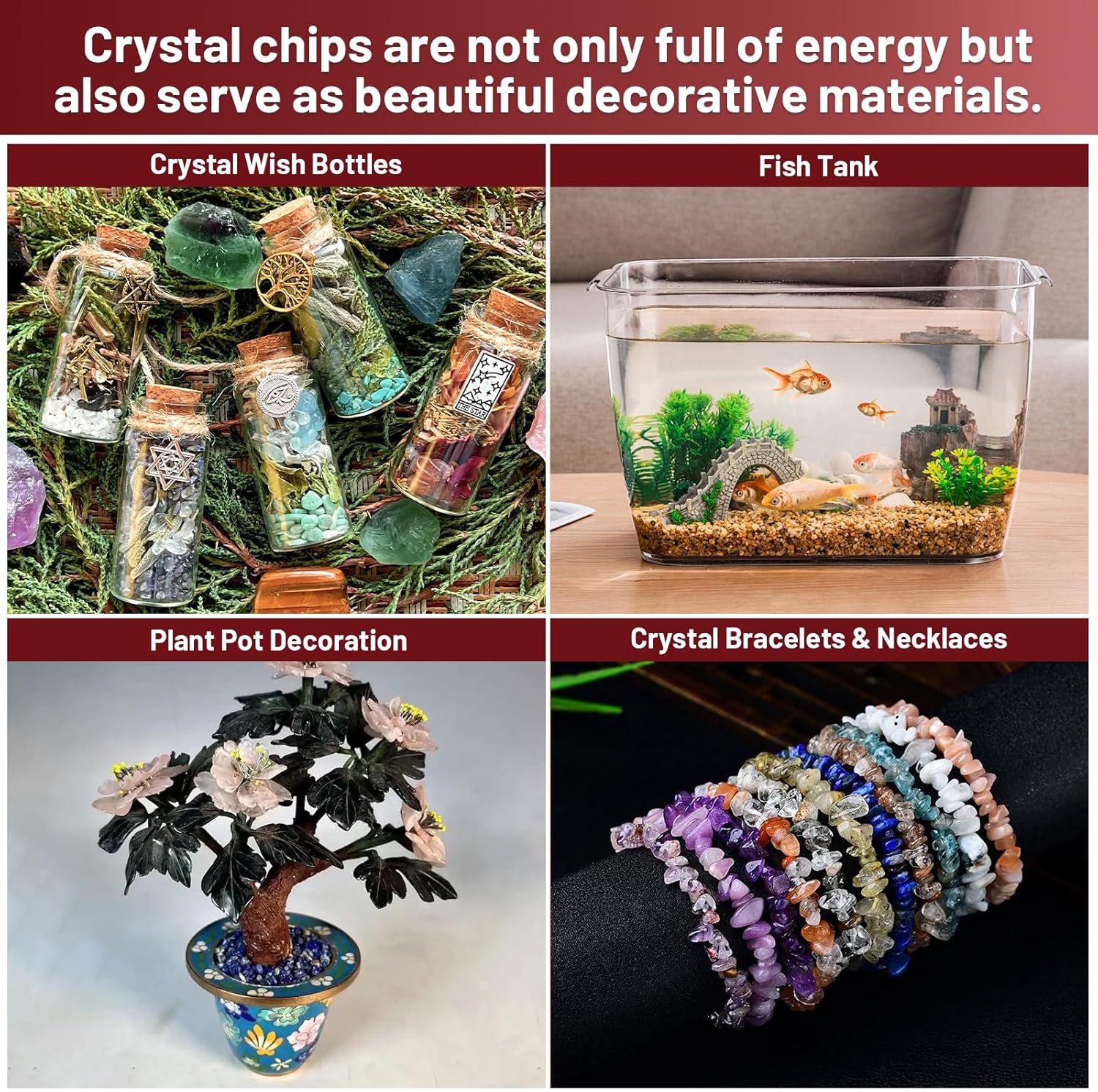 1.1lb Natural Crushed Red Strawberry Quartz Crystal Tumbled Chips-Healing Crystals Chips Bulk, Crushed Crystal Gemstones for Crafts, Beautiful Package for Gift(Red Strawberry Quartz)