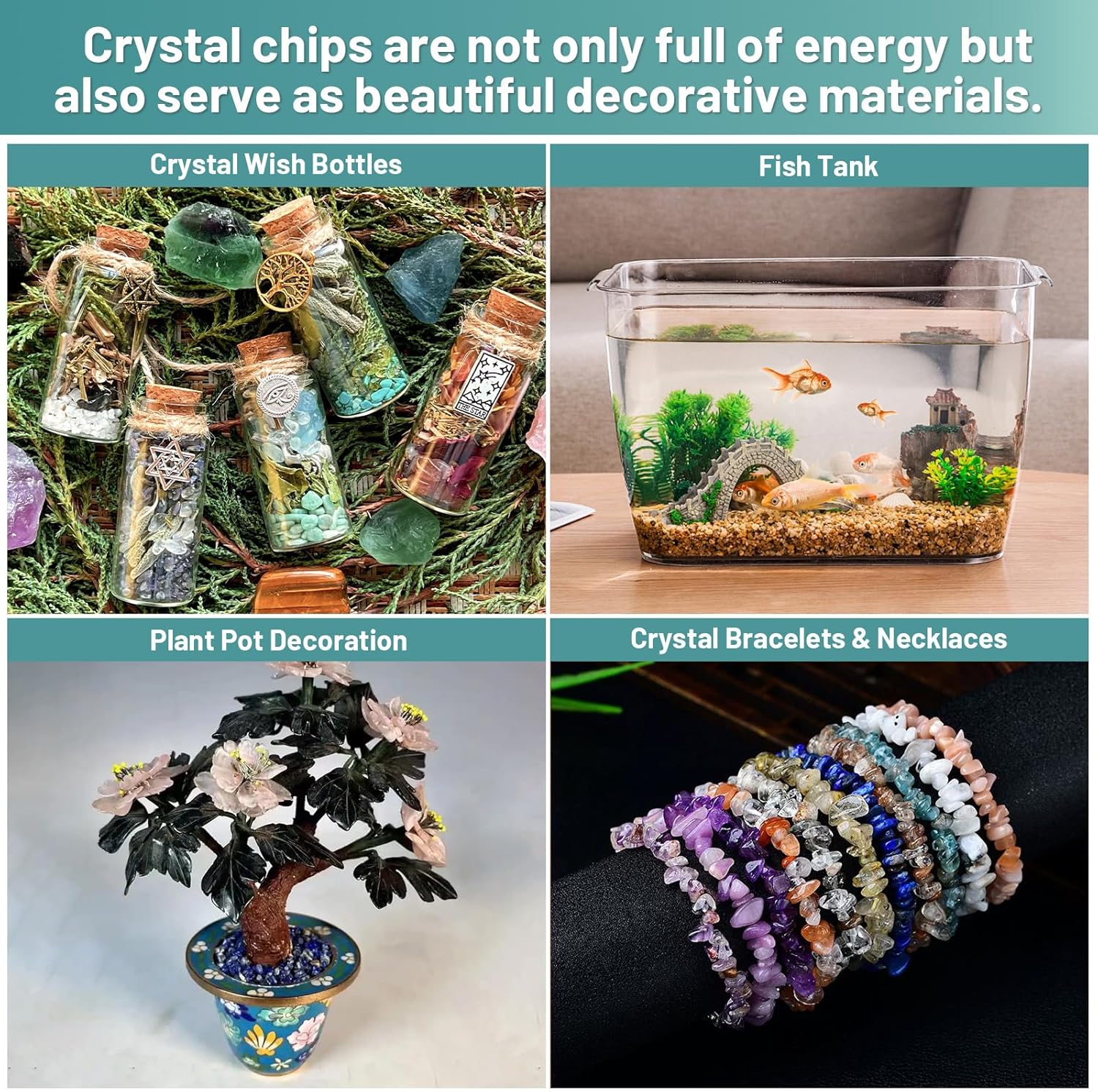 1.1lb Natural Crushed Amazonite Crystal Tumbled Chips-Healing Crystals Chips Bulk, Crushed Crystal Gemstones for Crafts, Beautiful Package for Gift (Amazonite)