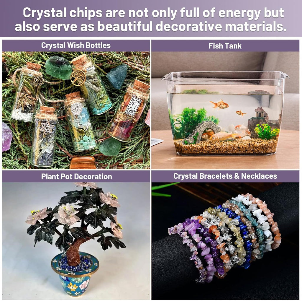 1.1lb Natural Crushed Fluorite Crystal Tumbled Chips-Healing Crystals Chips Bulk, Crushed Crystal Gemstones for Crafts, Beautiful Package for Gift (Fluorite)