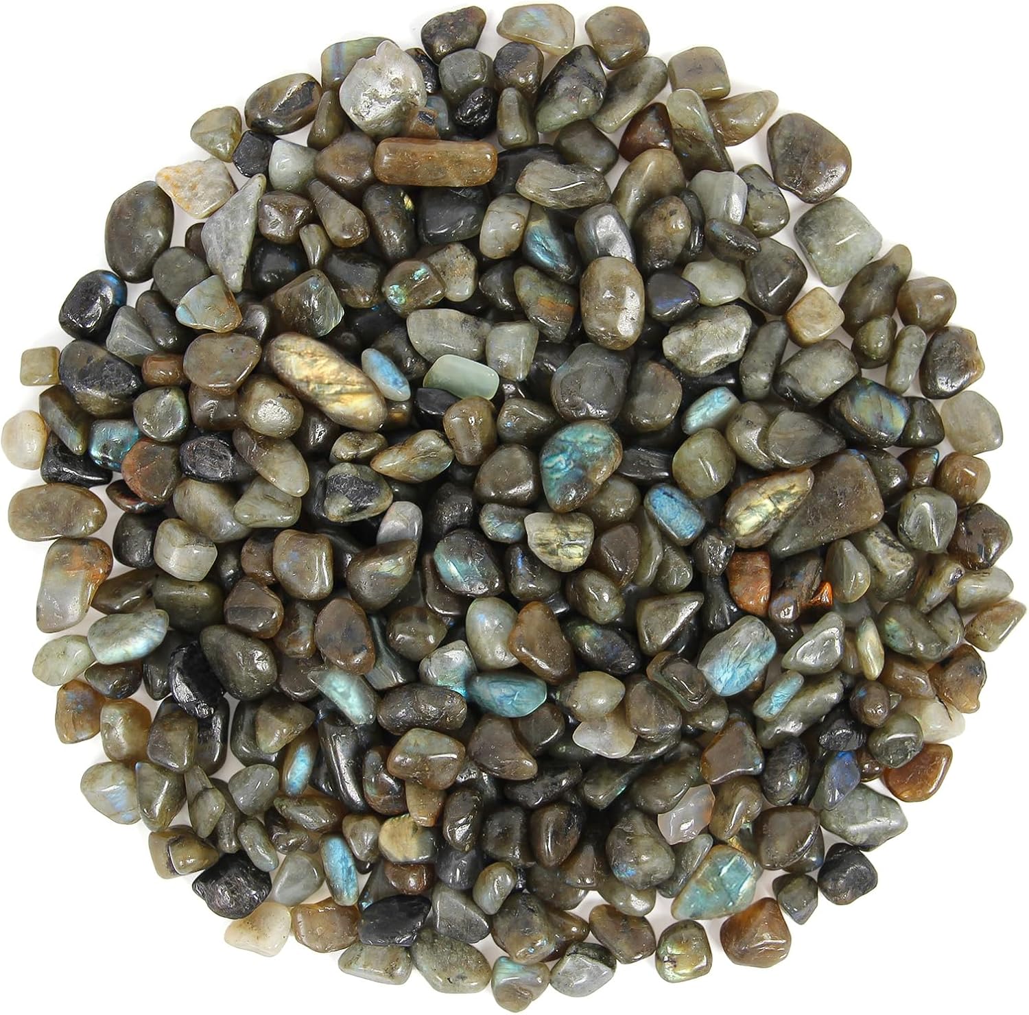 1.1lb Natural Crushed Labradorite Crystal Tumbled Chips-Moonstone Healing Crystals Chips Bulk, Crushed Crystal Gemstones for Crafts, Beautiful Package for Gift(Labradorite)