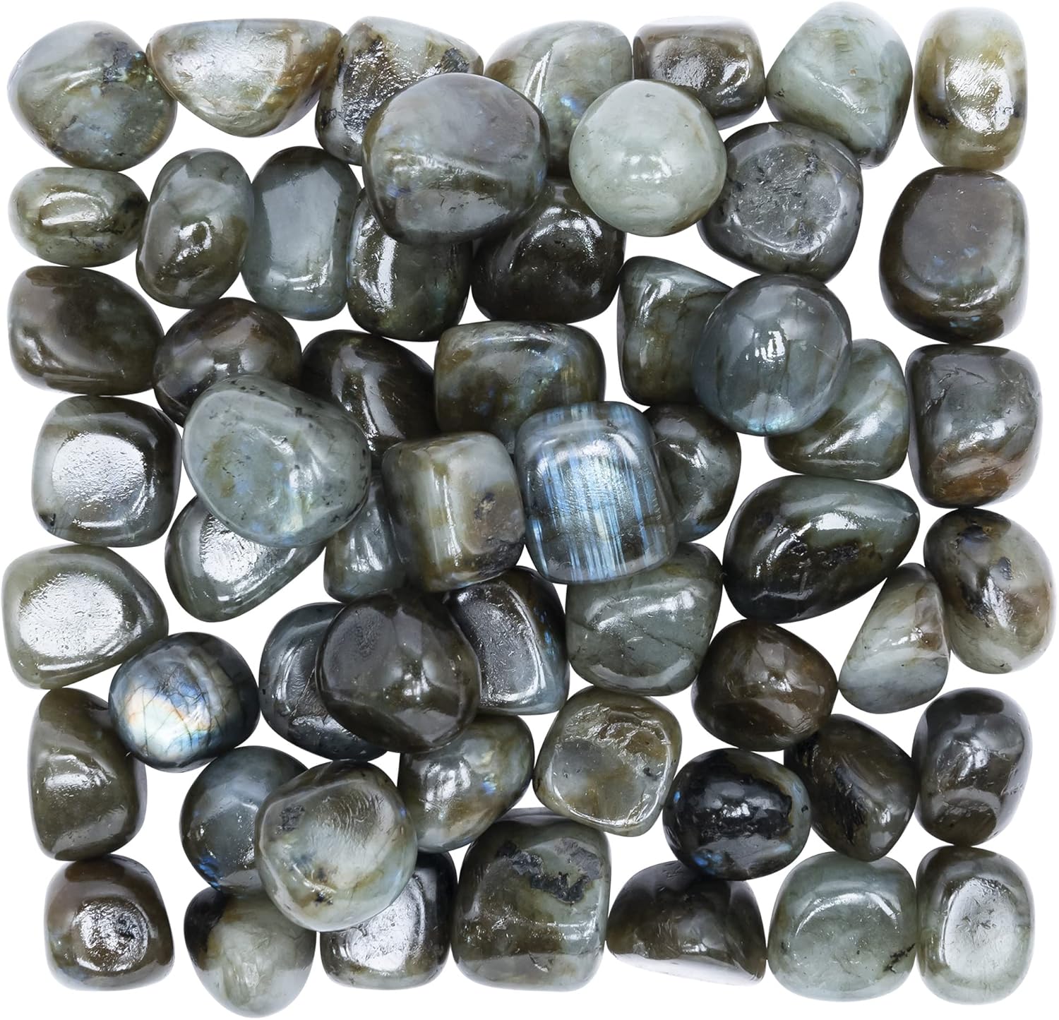 "Crocon 1LB Labradorite Tumbled Stones and Crystals Bulk 2000+ Carats, Polished Stones - Rock Collection - vase Filler tumbles Crystals Healing Reiki - Gemstone Gifts, Fountain tumbles Size 20 mm"