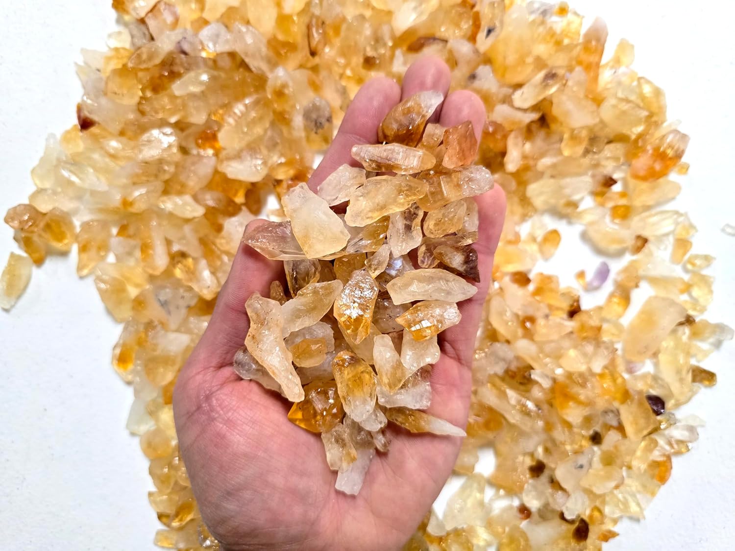 1 Pound Crushed Citrine Crystal Bulk Chips Raw Stones for Crafting, Beading and Healing - Heat Treated