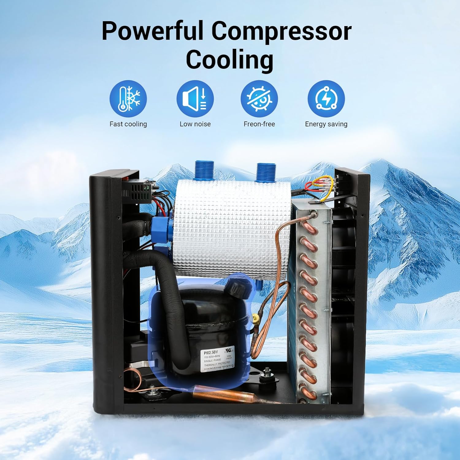 1/3 Hp Aquarium Chiller, 79 Gal Water Chiller Machine, Fresh & Salt Fish Tank Chiller for Axolotl Jellyfish Coral Reef, Hydroponic Water Chiller with Water Pump and Quiet Design Compressor