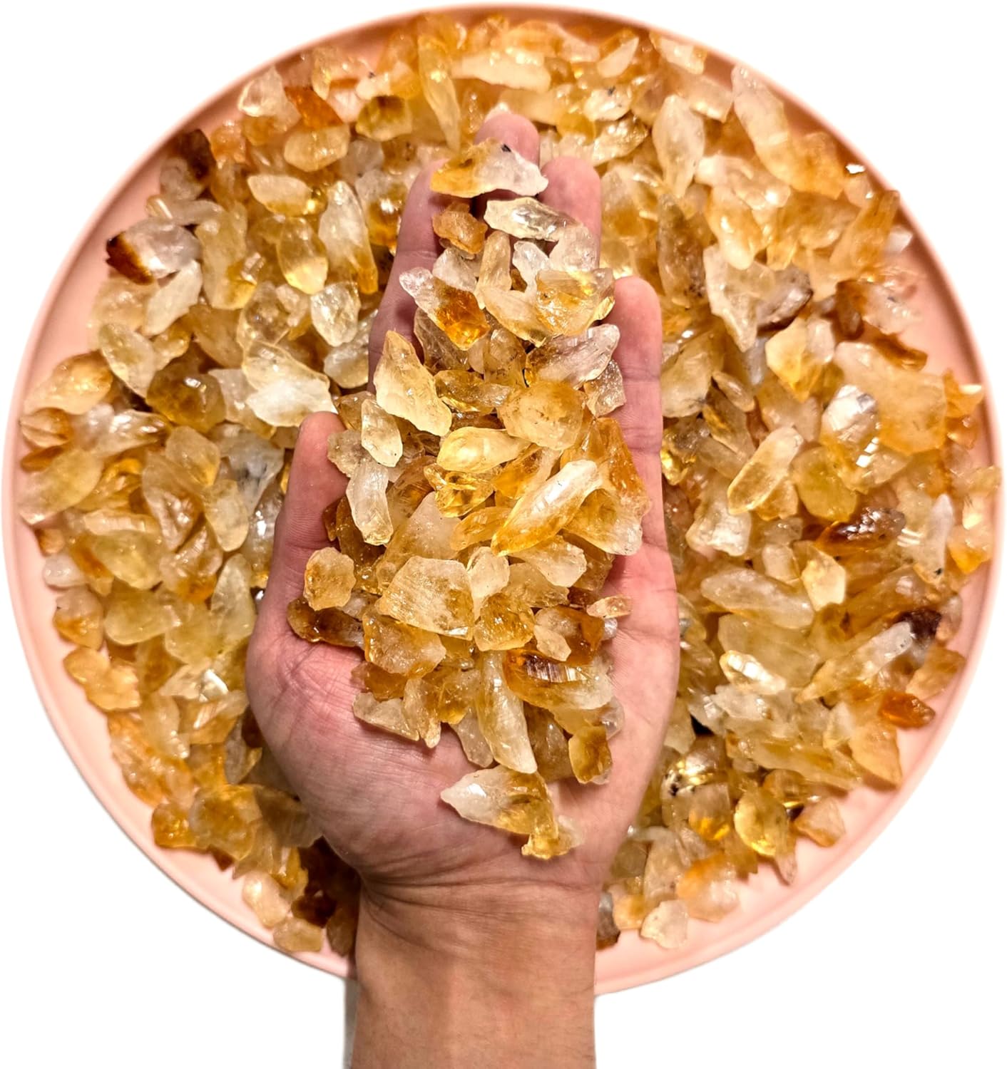 1 Pound Crushed Citrine Crystal Bulk Chips Raw Stones for Crafting, Beading and Healing - Heat Treated