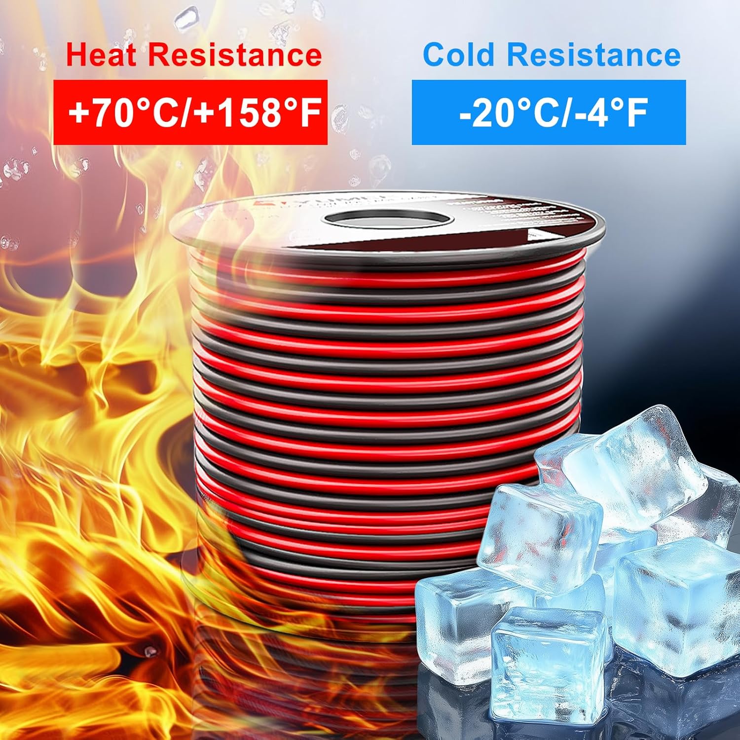 10 Gauge Wire 50FT, 10AWG Red Black Electrical Wire LED Strips Extension Cord 12V/24V DC Cable, 10 AWG 2 Conductors Flexible Low Voltage Wire for in-Home, Autos, Speaker use