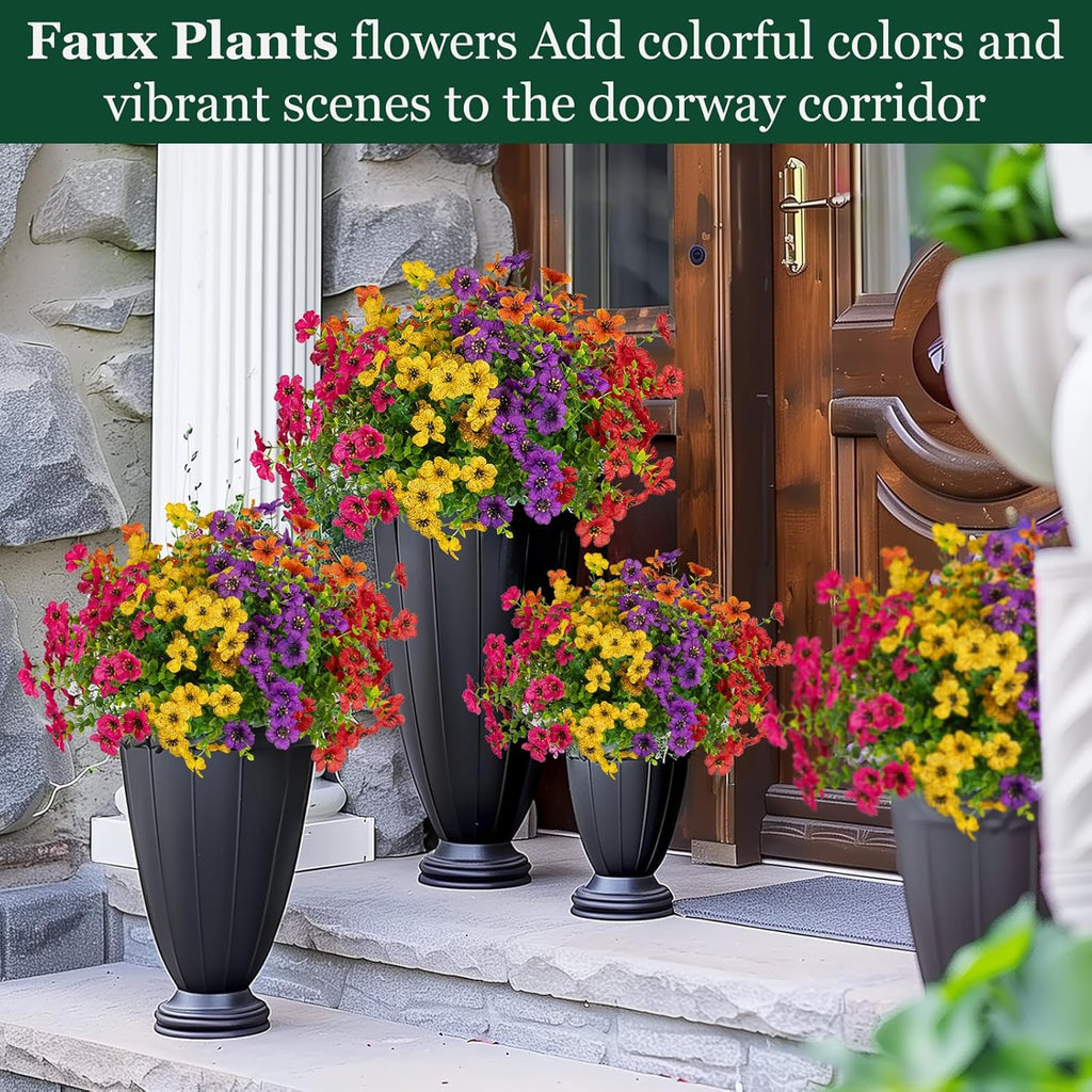 10 Bundles Artificial Faux Flowers for Outdoor,10Pcs Fake Flowers for Home Decor,Plastic Flowers Shrubs Lifelike Artificial Greenery Home Porch Stems Outside Decor(Mix)