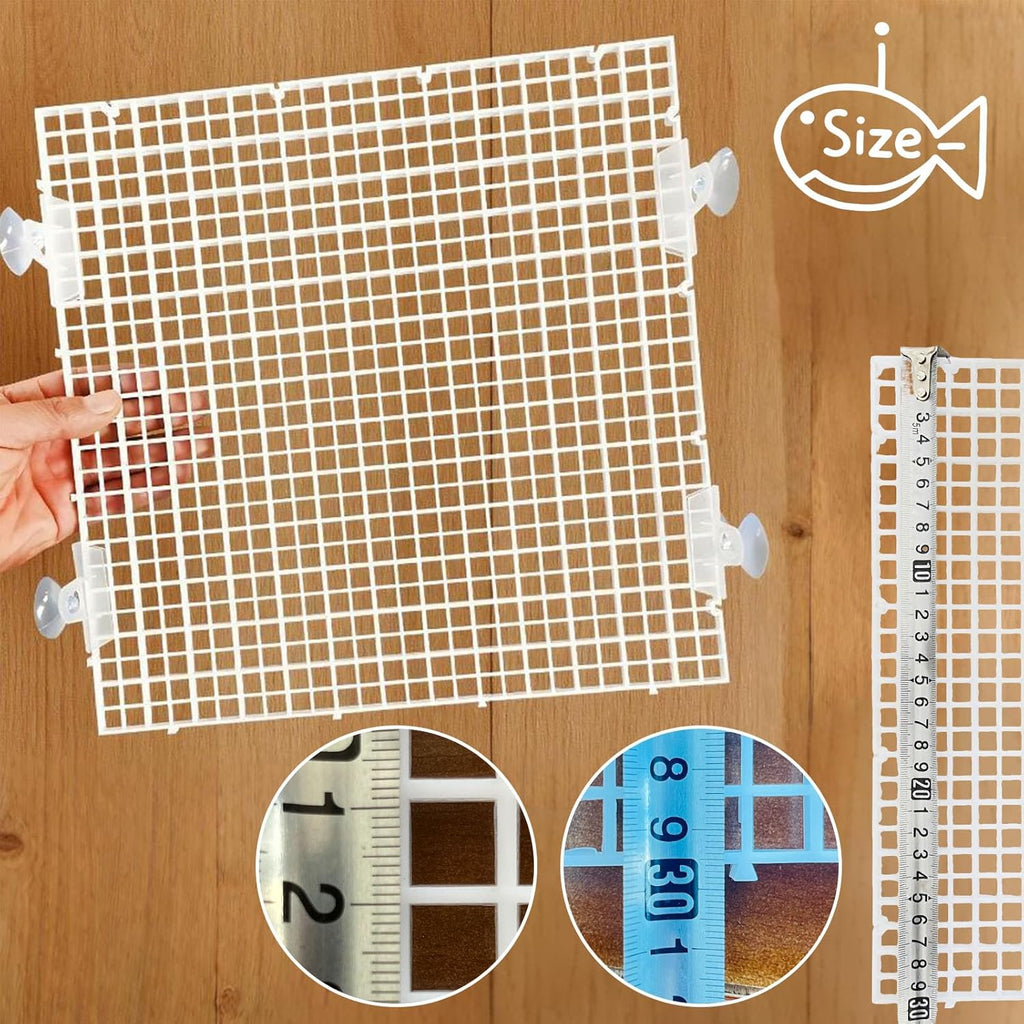 0.35-Inch White Aquarium Divider Panel 11.8"x11.8",8pacs - Strong Suction Cups, Easy Cut Design to Separate Fish (10-55 Gallon Tanks)