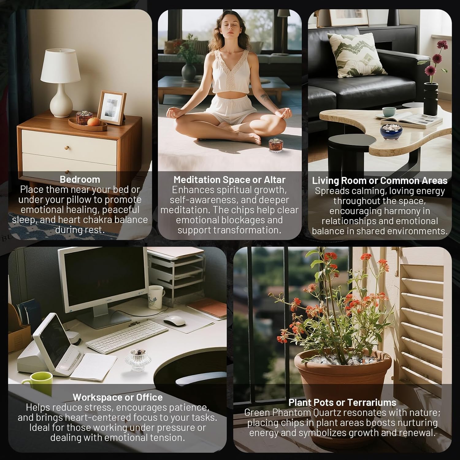 1.1lb Natural Crushed Green Phantom Quartz Crystal Tumbled Chips-Healing Crystals Chips Bulk, Crushed Crystal Gemstones for Crafts, Beautiful Package for Gift (Green Phantom Quartz)