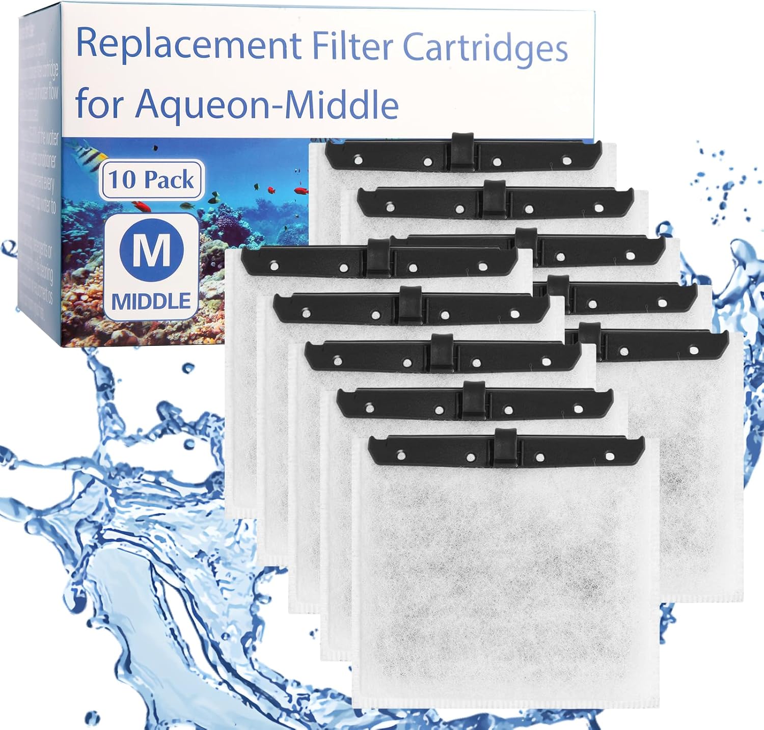 10 Pack Medium Aquarium Filter Cartridges for Aqueon QuietFlow LED PRO Power Filter Size 10 & E Internal Power Filter Size 20