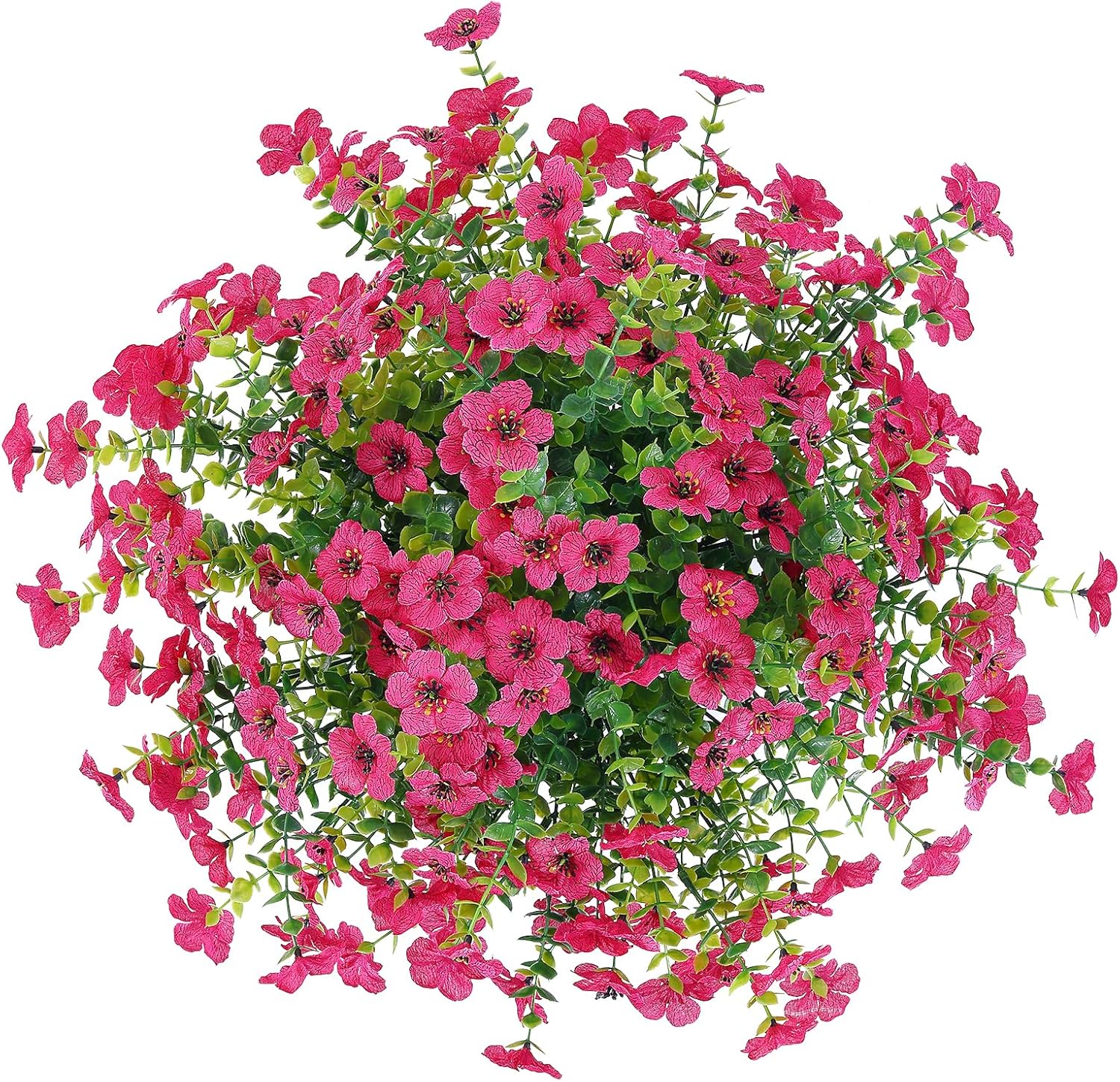 10 Bundles Artificial Faux Flowers for Outdoor,10Pcs Fake Flowers for Home Decor,Plastic Flowers Shrubs Lifelike Artificial Greenery Home Porch Stems Outside Decor(Rose Red)