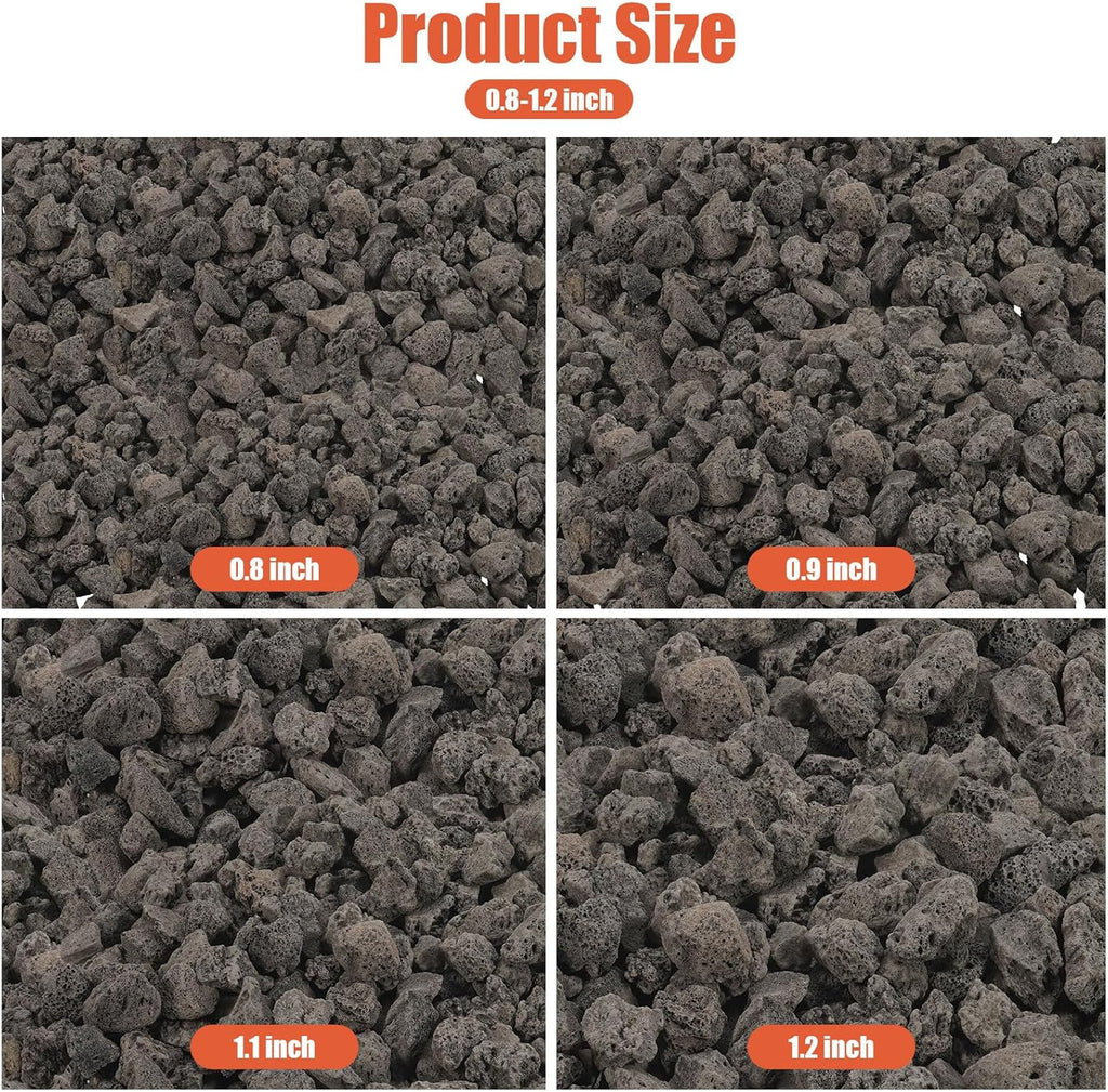 10 lbs Durable Black Lava Stones for Indoor Gas Fireplaces, Fire Pits, and Fire Pit Tables, Gas Fireplace Rocks, 0.8-1.2 Inch Fire Pit Stones for Outdoor Grills and Landscaping