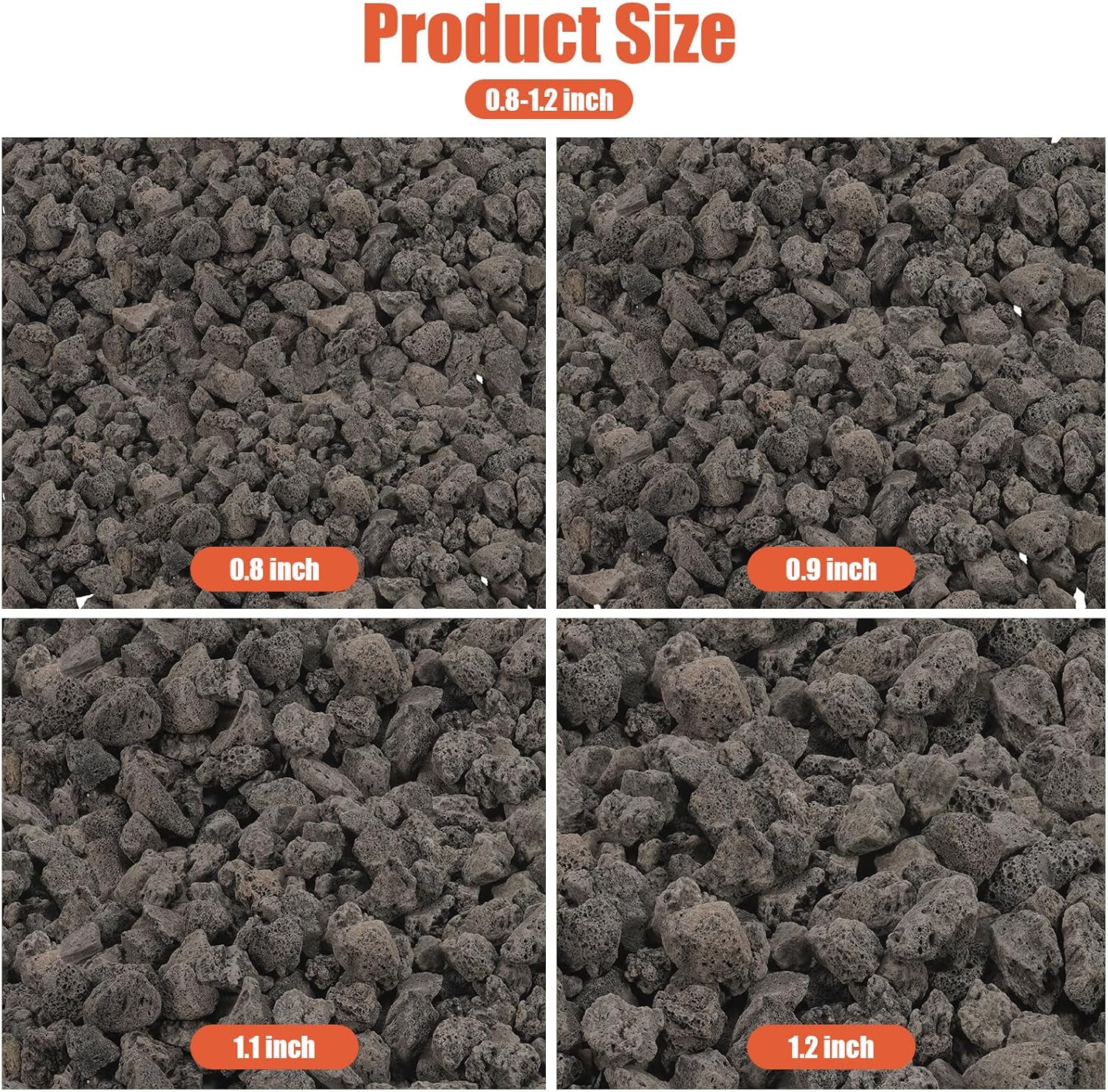 10 lbs Durable Black Lava Stones for Indoor Gas Fireplaces, Fire Pits, and Fire Pit Tables, Gas Fireplace Rocks, 0.8-1.2 Inch Fire Pit Stones for Outdoor Grills and Landscaping