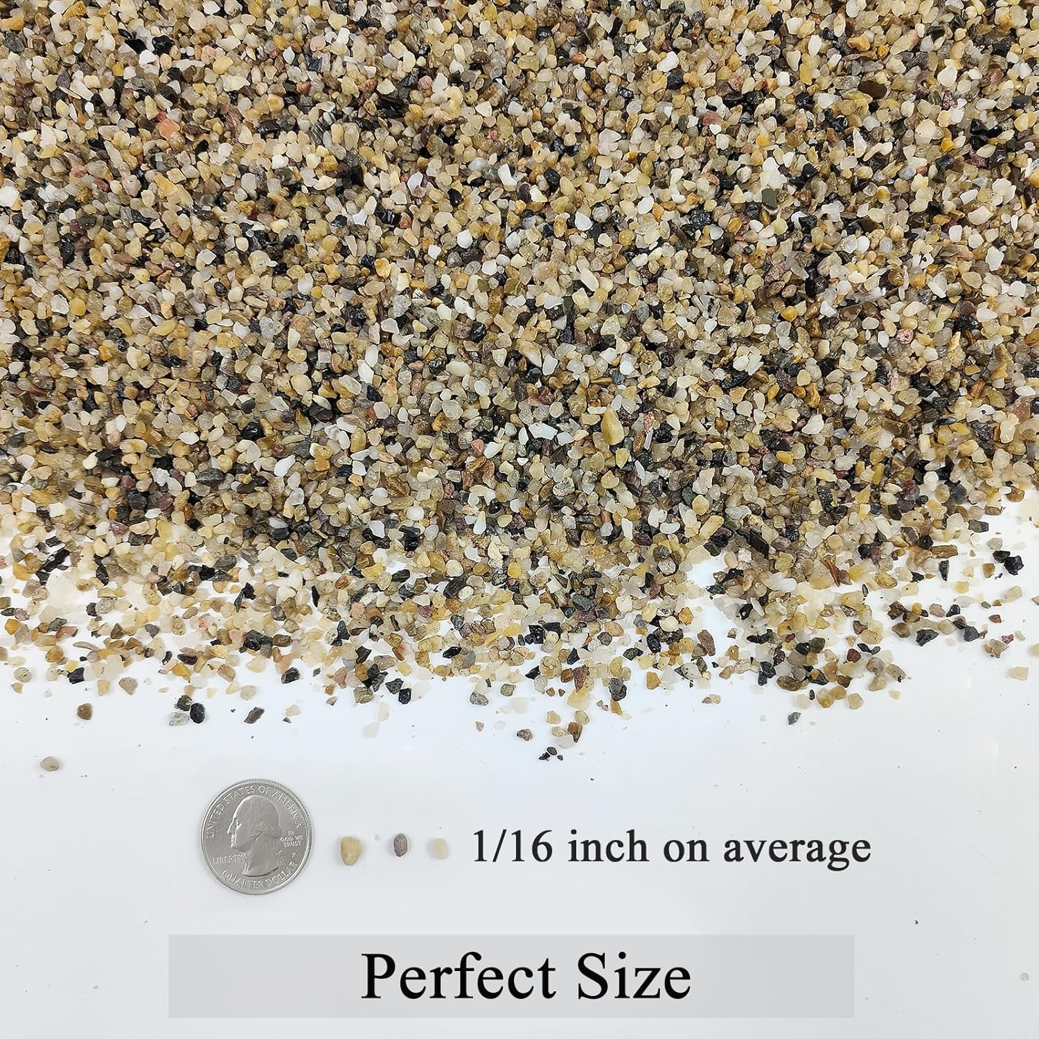 10 lbs Aquarium Sand, 1/16 Inch Fish Tank Gravel. Decorative Coarse Sand Pea Gravel for Aquarium Substrate, Terrariums, Vase, Plant, Soil Cover and Outdoor Landscaping Small River Rocks