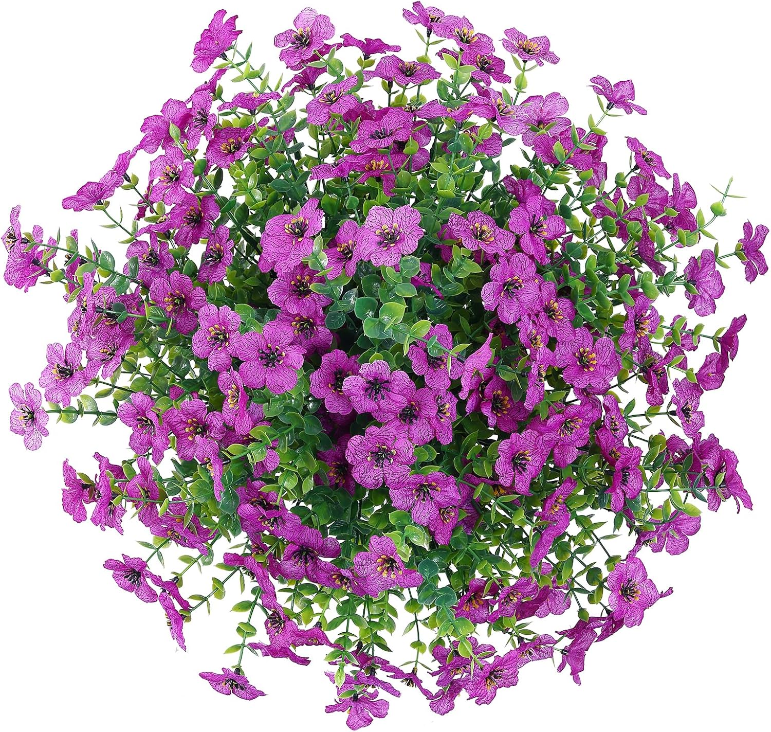 10 Bundles Artificial Faux Flowers for Outdoor,10Pcs Fake Flowers for Home Decor,Plastic Flowers Shrubs Lifelike Artificial Greenery Home Porch Stems Outside Decor(Fuchsia)