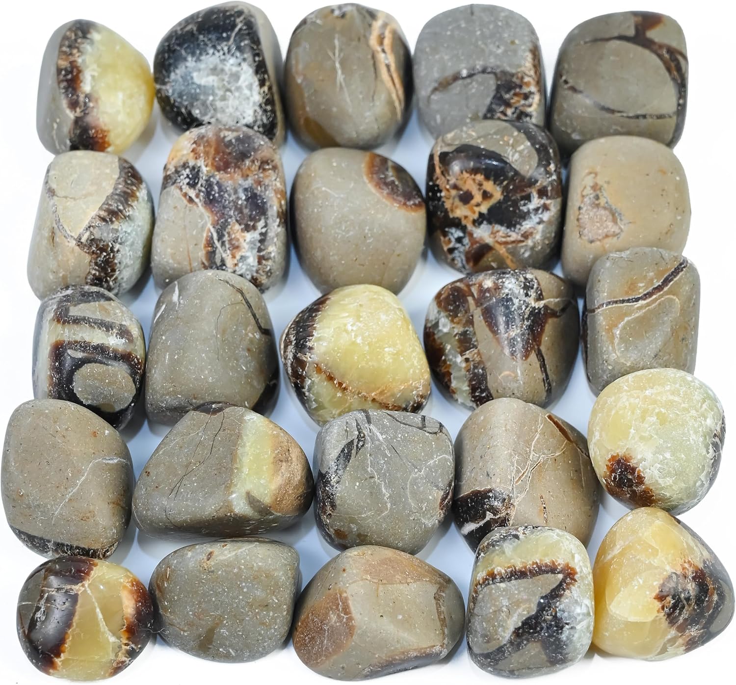 "Crocon 1LB Septarian tumble Stones and Crystals bulk 2000+ Carats Natural Crystal Kit for Reiki Healing Crystal Polished, Tumble Stones, Chakra Balancing, Gift, Home Decor Size : 20-25 mm"