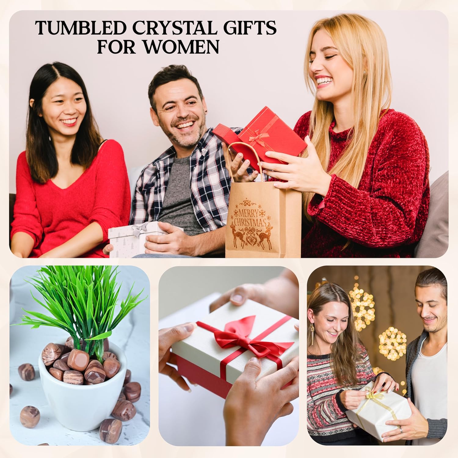 "Crocon 1LB Chocolate jasper Tumbled Stones and Crystals bulk 2000+ Carats Natural Crystal Kit for Reiki Healing Crystal Polished, Tumble Stones, Chakra Balancing, Gift, Home Decor Size : 20-25 mm "