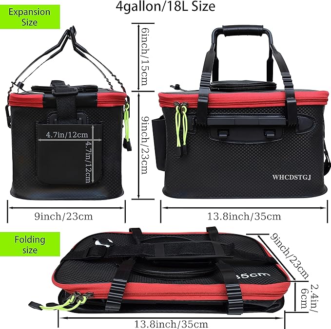 Fishing Bucket, Multifunctional Foldable Portable Fishing Bucket, EVA Fish Bucket are Suitable for Storing Live Fish and Fresh Fish Bait. (size3gallon)