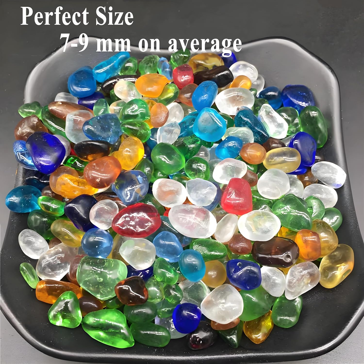 1 Lb Sea Glass for Crafts, 0.2-0.35" Gravel for Aquarium, Fish Tank, Freshwater Tank, Turtle Tank, Colorful Small Rocks for Pots Indoor, Decorative Pebbles for Indoor Plants