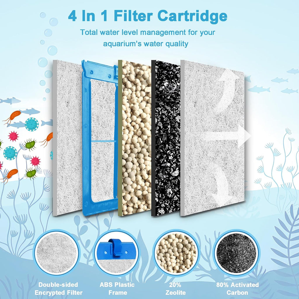 10 Pack Large Replacement Filter Cartridges Compatible with Tetra Whisper Bio-Bag Filters Large Aquarium Filter Cartridges for Whisper 20i/40i IQ20/30/45/60