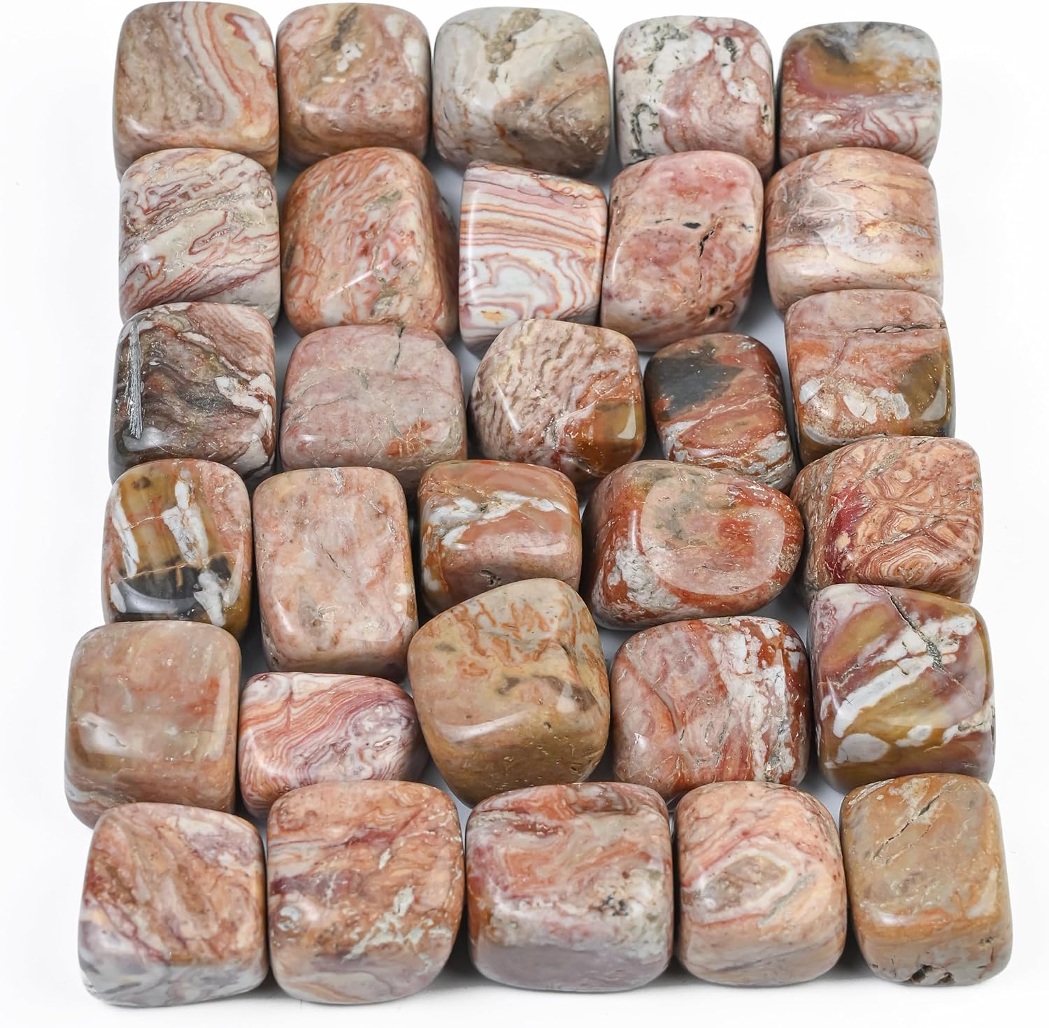 "Crocon 1LB Rosetta Jasper Tumbled Stones and Crystals Bulk 2000+ Carats Natural Crystal Kit for Reiki Healing Crystal Polished, Tumble Stones, Chakra Balancing, Reiki Gift, Home Decor Size : 20mm"