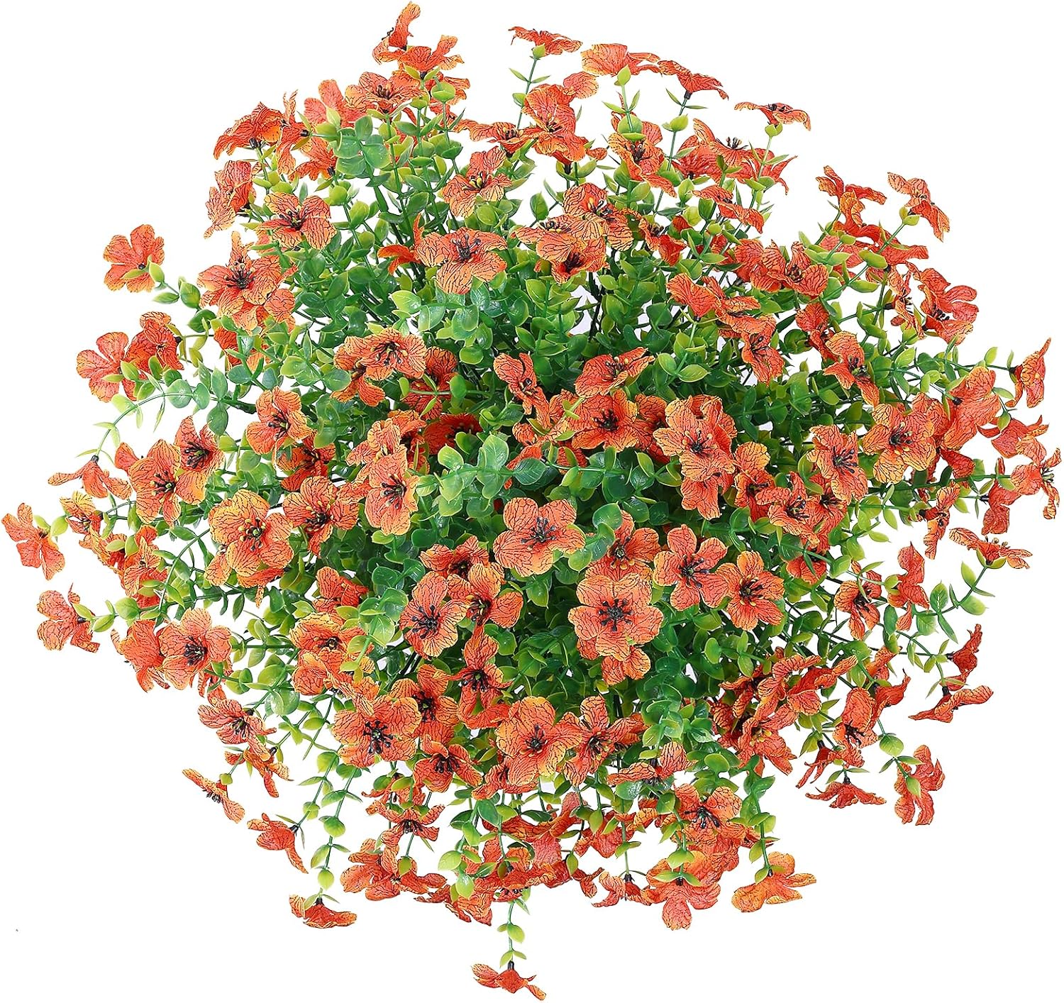 10 Bundles Artificial Faux Flowers for Outdoor,10Pcs Fake Flowers for Home Decor,Plastic Flowers Shrubs Lifelike Artificial Greenery Home Porch Stems Outside Deco(Orange)