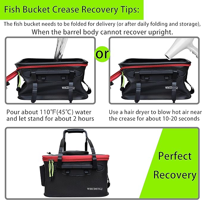 Fishing Bucket, Multifunctional Foldable Portable Fishing Bucket, EVA Fish Bucket are Suitable for Storing Live Fish and Fresh Fish Bait. (size3gallon)